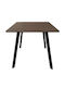 Table Dining Room Wooden with Metal Frame Walnut 80x80x75cm