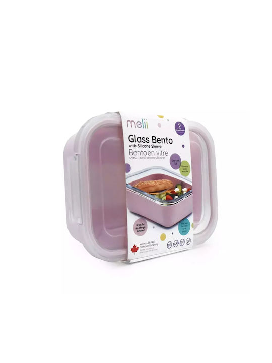 Melii Lunchbox Glas Rosa Geeignet für die Mikrowelle 740ml 1Stück