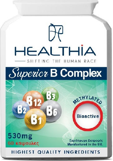 Healthia Superior B Complex Βιταμίνη για Ενέργεια, Ενίσχυση του Ανοσοποιητικού & το Νευρικό Σύστημα 530mg 60 κάψουλες