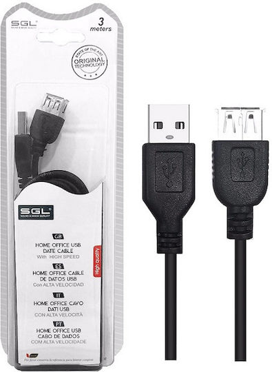 SGL USB 2.0 Cablu USB-A - USB-A female 3m 6223060197536