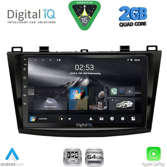 Digital IQ Ηχοσύστημα Αυτοκινήτου για Mazda 3 2009-2014 (Bluetooth/USB/WiFi/GPS/Apple-Carplay/Android-Auto) με Οθόνη Αφής 9"