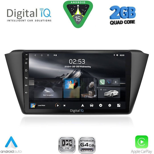 Digital IQ Car Audio System for Skoda Fabia 2015-2022 (Bluetooth/USB/WiFi/GPS/Apple-Carplay/Android-Auto) with Touch Screen 9"
