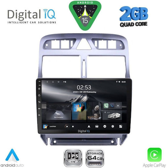Digital IQ Car Audio System for Peugeot 307 2001-2008 (Bluetooth/USB/WiFi/GPS/Apple-Carplay/Android-Auto) with Touch Screen 9"