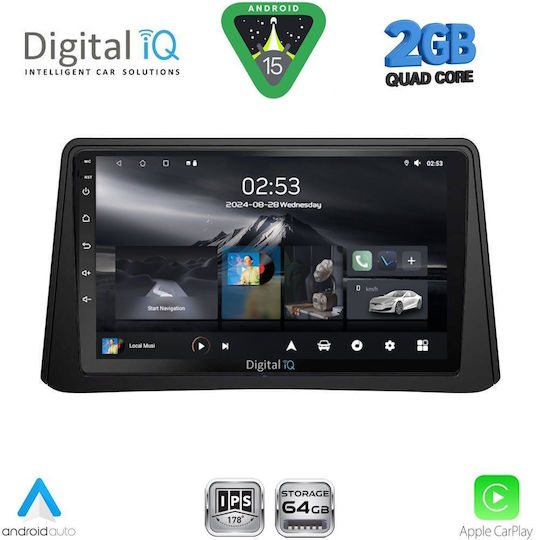 Digital IQ Car Audio System for Opel Mokka 2012-2015 (Bluetooth/USB/WiFi/GPS/Apple-Carplay/Android-Auto) with Touch Screen 9"