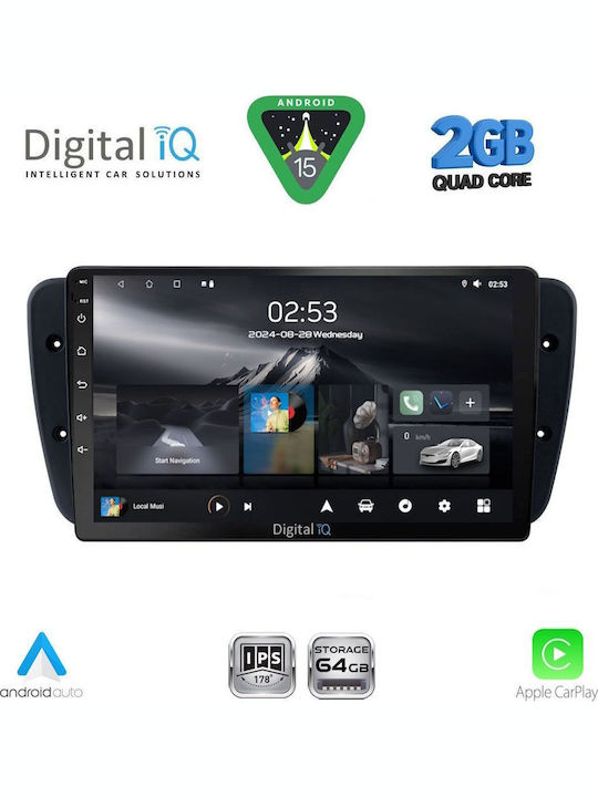 Digital IQ Sistem Audio Auto pentru Seat Ibiza 2008-2015 (Bluetooth/USB/WiFi/GPS/Apple-Carplay/Android-Auto) cu Ecran Tactil 9"