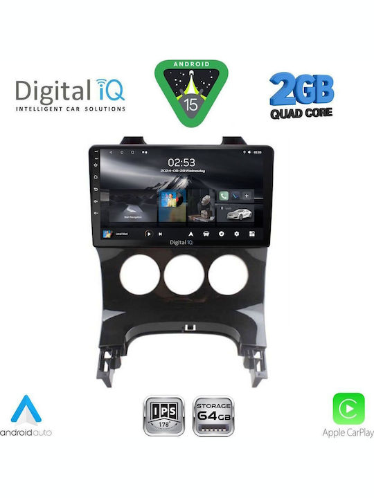 Digital IQ Car Audio System for Peugeot 3008 2008-2016 with A/C (Bluetooth/USB/WiFi/GPS/Apple-Carplay/Android-Auto) with Touch Screen 9"