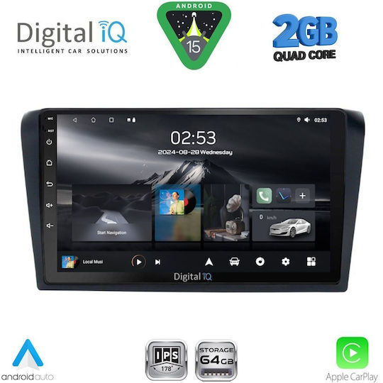 Digital IQ Car Audio System for Mazda 3 2003-2008 (Bluetooth/USB/WiFi/GPS/Apple-Carplay/Android-Auto) with Touch Screen 9"