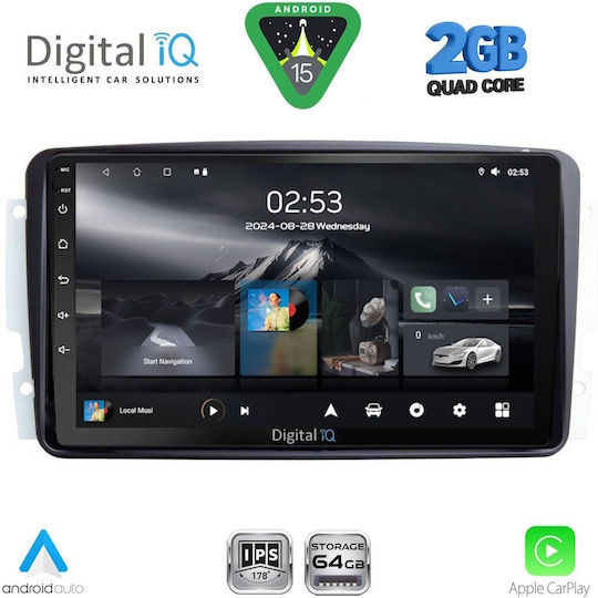 Digital IQ Car Audio System for Mercedes-Benz CLK Class 2000-2004 (Bluetooth/USB/WiFi/GPS/Apple-Carplay/Android-Auto) with Touch Screen 9"