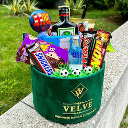 Delice Package In Green Velvet Box Selection Sweets Cashews Drinks Absolut Vodka 50ml Jagermeister 200ml Fcb Decorative Ball