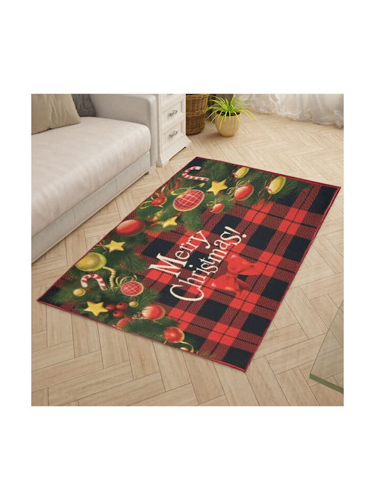 SpitiBazaar Χαλί Ορθογώνιο Κόκκινο Καρό 100x150cm