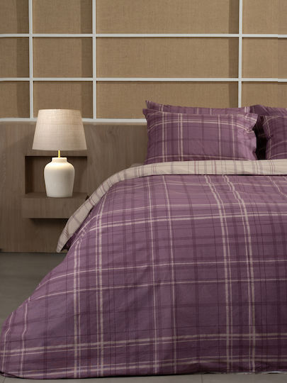 Palatex Сет Чаршафи Фланелени с Ластик 105x205+30см. Stepp Beluga Mauve-beige 3бр