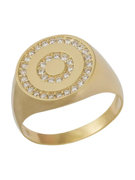 Chevalier Ring with Zircon made of Gold 14K