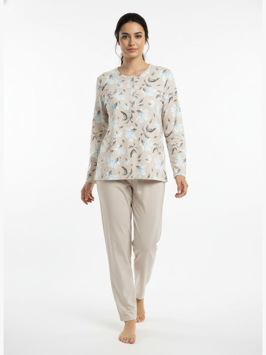 Odyssey Winter Damen Pyjama-Set Beige