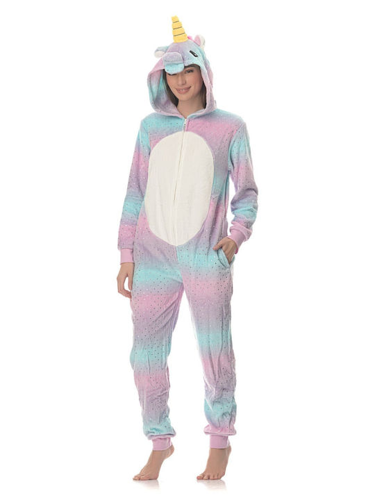Love Winter Damen Einteiliger Pyjama Purple