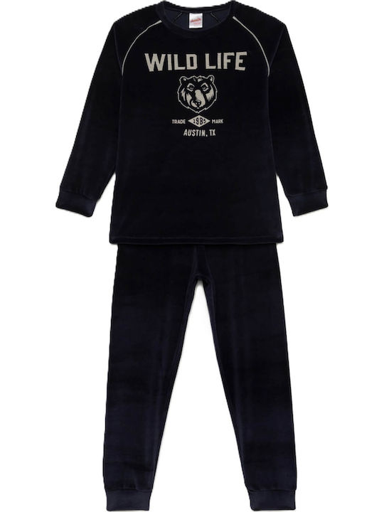 Minerva Kids Winter Cotton Navy Blue Pajamas