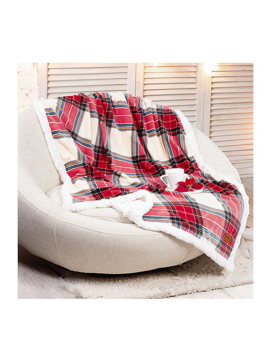Nima Noelle Velvet Sofa Blanket 130x170cm Red White