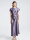 Dress Midi Evening Dress Satin Silver