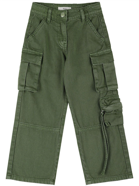 Kinder Schlaghose Cargo Stoff Khaki