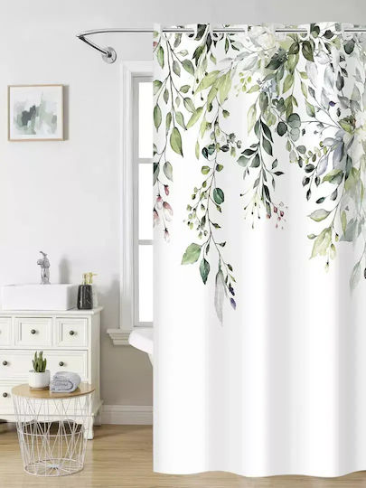Nima Vera Duschvorhang Stoff mit Tülle 180x200cm Weiß, Grün 35462 Nima Vera Duschvorhang Stoff mit Tülle 180x200cm Weiß, Grün 35462