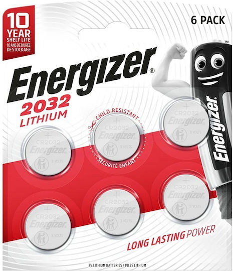 Energizer Батерии Литий За часовници CR2032 3V 6бр