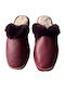 Winter Women's Slippers with Fur Burgundy