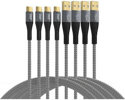 EFB USB Cable USB-A to USB-C Set 60W QC 3A 0.5+1+2+3m Gray