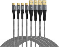 Кабел Usb Efb Usb-a To Usb-c Set 60w Qc 3a 0 5+1+2+3m Сив Кабел Usb Efb Usb-a To Usb-c Set 60w Qc 3a 0 5+1+2+3m Сив