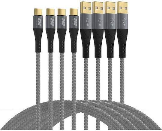 EFB USB Cable USB-A to USB-C Set 60W QC 3A 0.5+1+2+3m Gray
