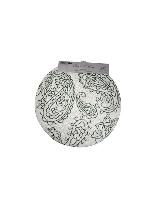 Chios Hellas Bath Mat Cotton Round 43089ΛΠ White, Green Width 60cm