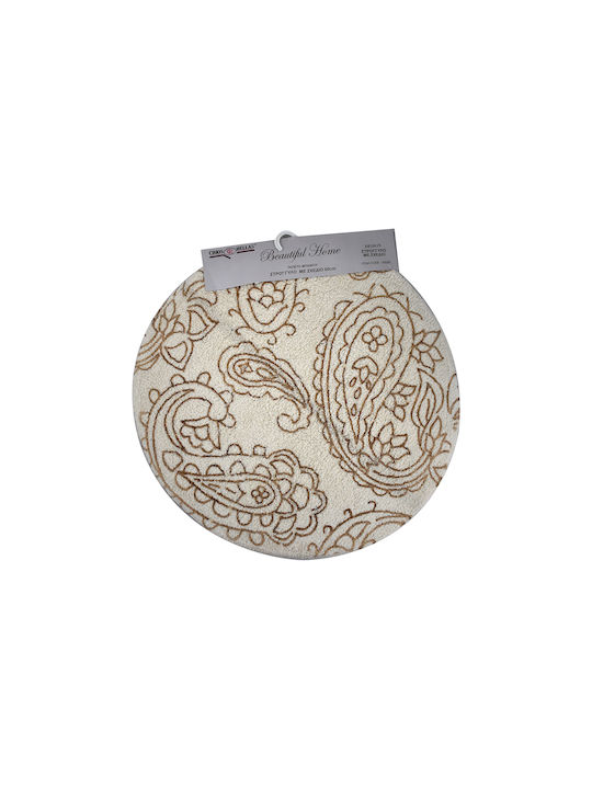 Chios Hellas Bath Mat Cotton Round 43089ΜΚ Beige Brown Width 60cm
