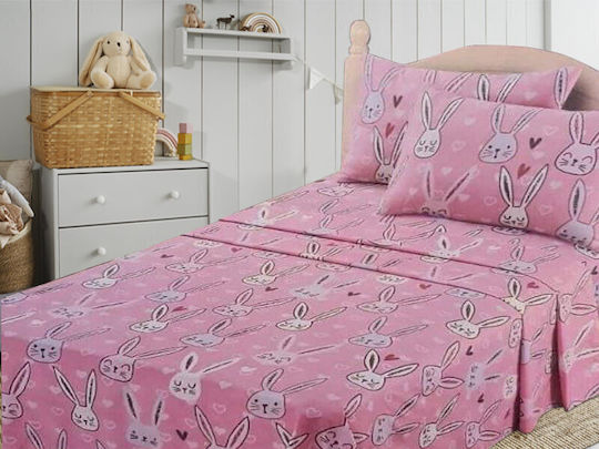 Single Set with Elastic Band Carnation 100x200cm