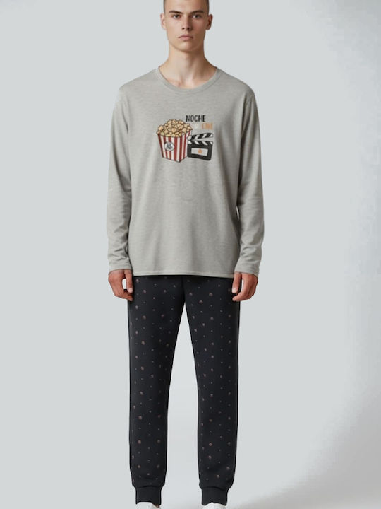 Dark Elephant Men's Winter Pajamas Set Grey/carbon black