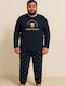 Dark Elephant Men's Winter Pajamas Set Blue