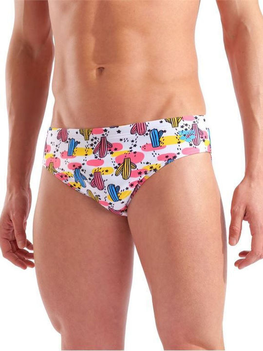 Costum de Baie Bărbați Slip Multicolor/Alb
