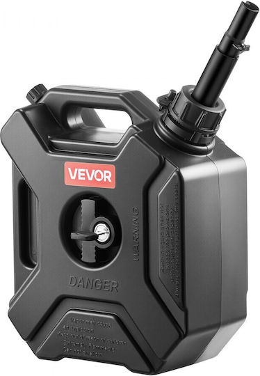 Vevor Fuel Can 5 Liters Gasoline Can Lockable Spout Arm Maximum Flow 15 Liters Per Minute Safe Leakproof Portable Flat Liquid Container For Cars Motorcycles ATV UTV Black