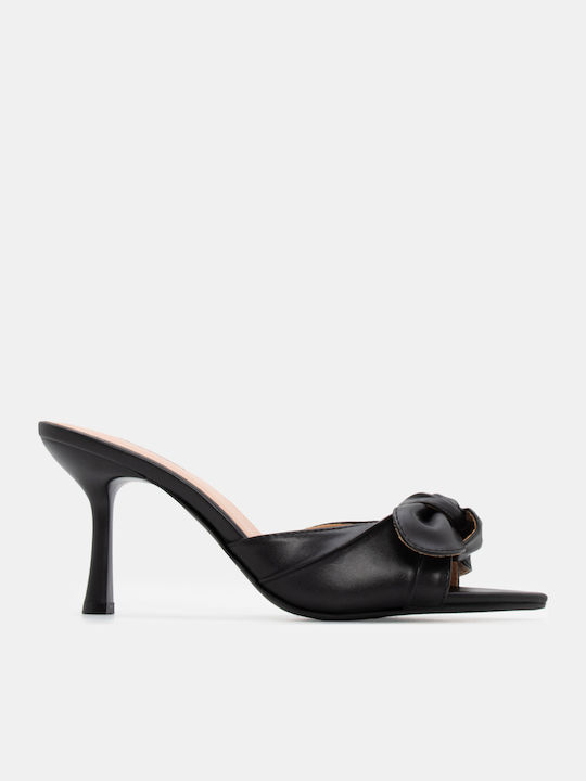 Luigi Mules with Chunky High Heel in Black Color