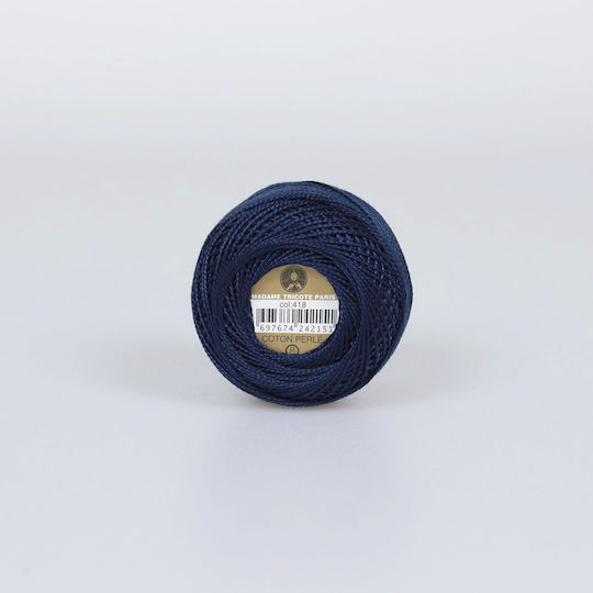 Embroidery Thread Cuvette Madame Tricote Cotton Perle No8 Cotton Blue 418 10g 80m
