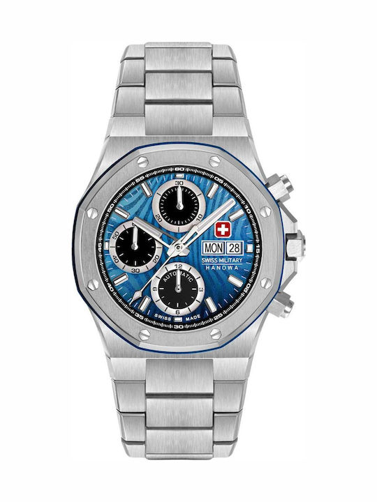Swiss Military Hanowa Herrenuhr Chronograph Automatisch Silber
