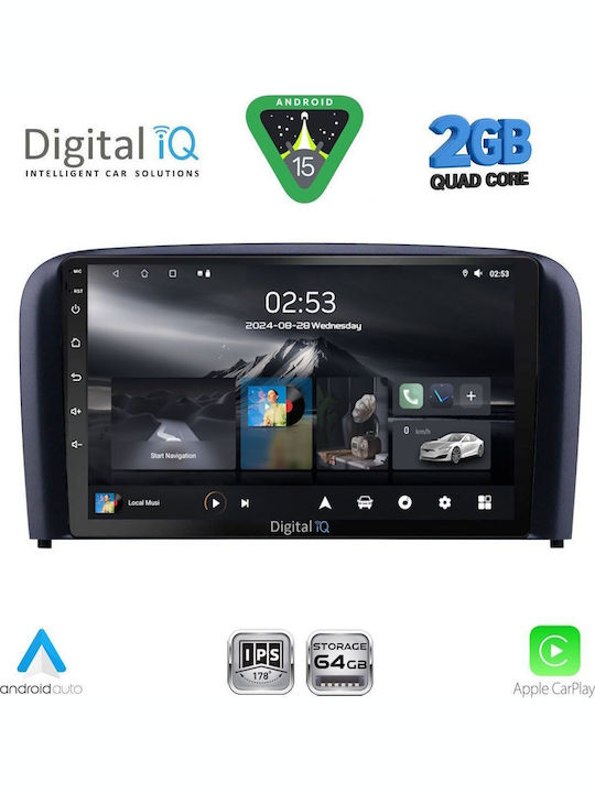 Digital IQ Car Audio System for Volvo S80 1998-2006 (Bluetooth/USB/WiFi/GPS/Apple-Carplay/Android-Auto) with Touch Screen 9"