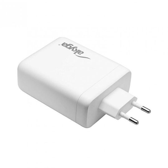 Akyga Încărcător Fără Cablu GaN cu Port USB-A și 3 Porturi USB-C 140W Livrarea energiei Albς (AK-CH-24)