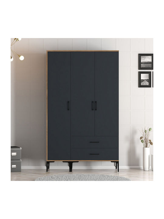 Wardrobe Triple Door St Walnut Anthracite 120x4...