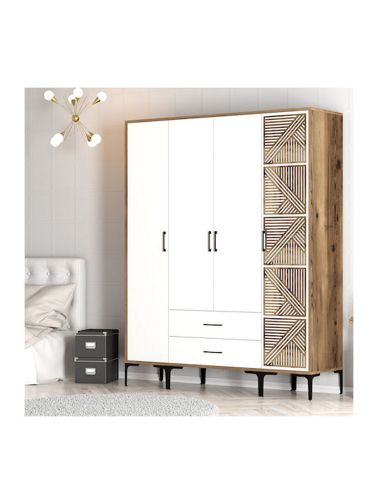 Dulap Patru Uși Stp Lidya Alb 160x47x201cm