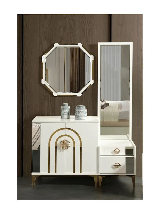 Elegante Weiße Schminktisch Konsole mit Spiegel 80×80×41cm