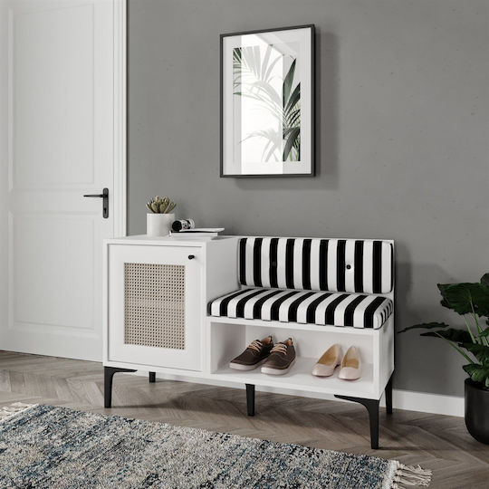 SteweHome Schuhorganisator Sitzbank & Aufbewahrung – Weiß 100×60×40cm