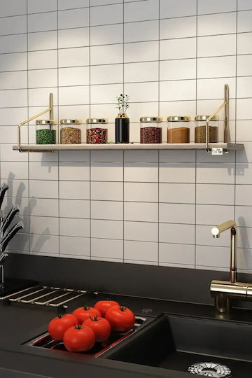 SteweHome Металик Стенен Рафт 60x15x15см Златист