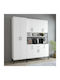 Vielseitiger Küchenschrank 8 Türen Regale & Schublade Weiß 120x29x200cm