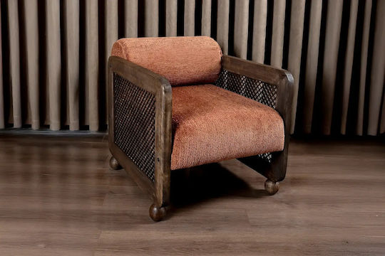 Orange Armchair Dark Walnut Wooden Base 61x80x60cm