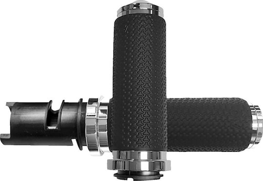Avon Grips Motorradlenker und Lenkergewichte 25,4mm Länge 12,4cm Memory Foam Diamond Knurled Large No Flange No Waffle Throttle-by-wire Soft Mf-63b-ch-f24 Silber Chrom