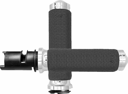 Avon Grips Motorradlenker und Lenkergewichte 25,4mm Länge 12,4cm Memory Foam Diamond Knurled Kein Flansch Kein Waffle Kleine Gasgriff-By-Wire Weiche Mf-63-ch-f24 Silber Chrom