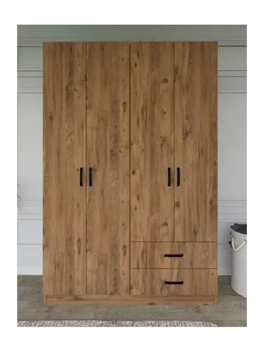 Triple Door Wardrobe with Shelves 2 Drawers Walnut 120×45×180cm